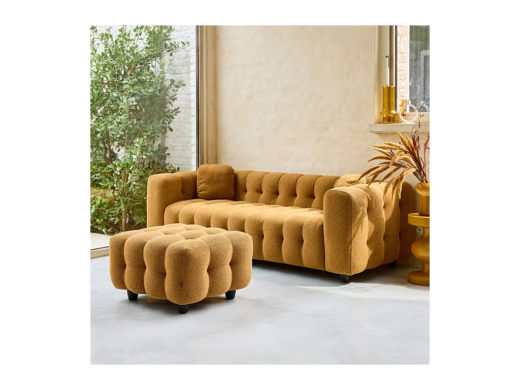 Puff, reposapiés para sofá de 3 plazas leon borreguito texturizada