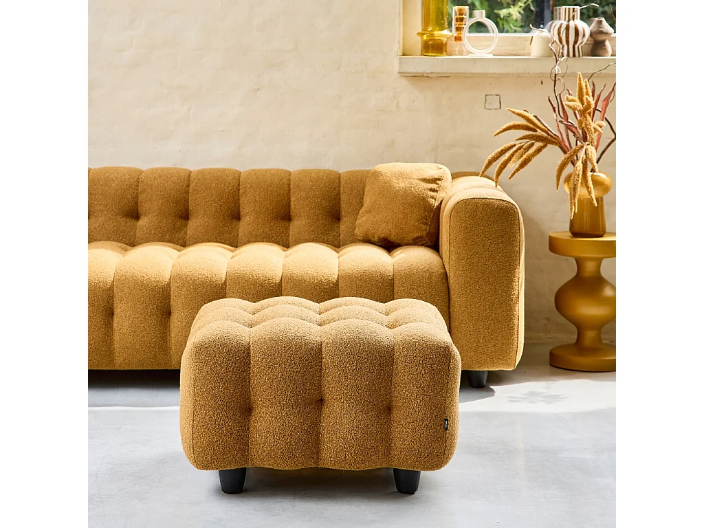 Reposapiés para sofá  leon borreguito texturizada, 3 plazas mostaza