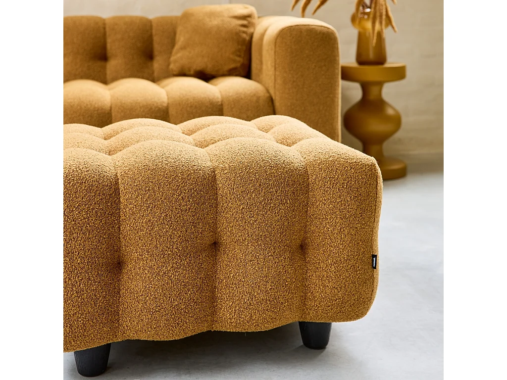 Reposapiés para sofá  leon borreguito texturizada, 3 plazas mostaza