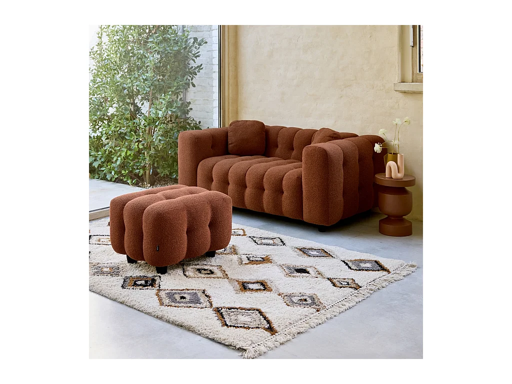 Puff, reposapiés para sofá 2 plazas leon borreguito texturizada