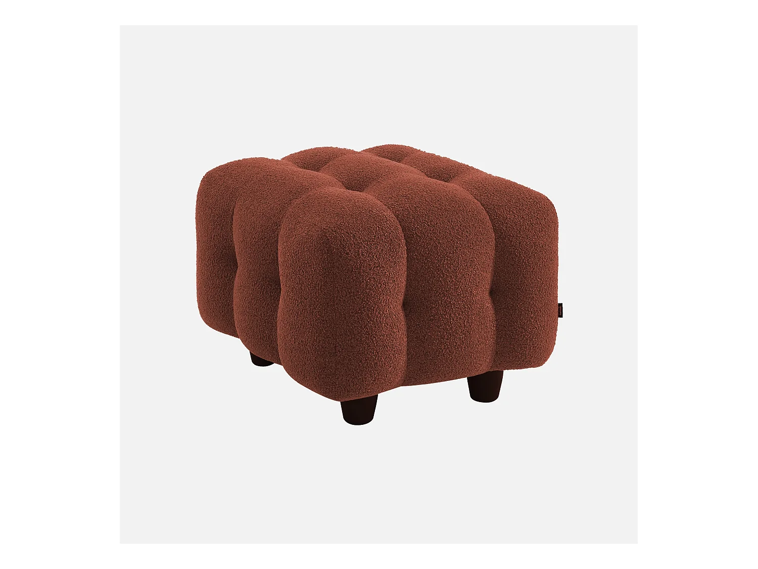Pouf. module pour canapé. repose-pieds pour canapé 2 places en bouclette texturée terracotta L 69 x P 59 x H 48cm - Leon