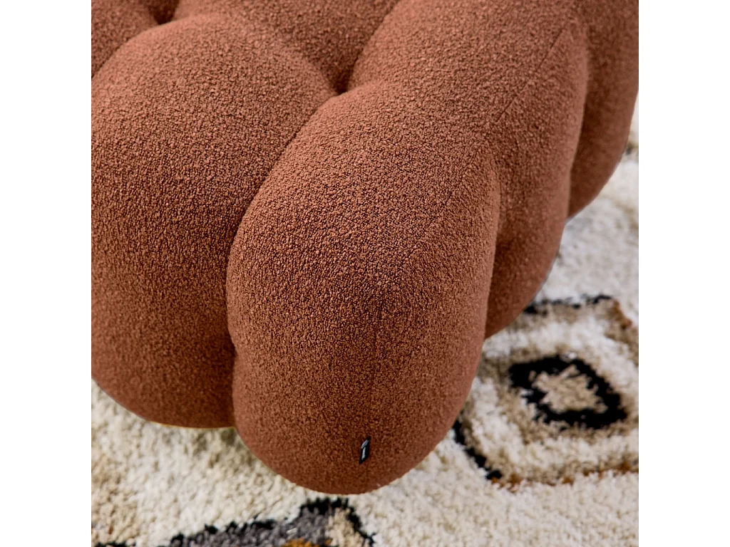 Pouf. module pour canapé. repose-pieds pour canapé 2 places en bouclette texturée terracotta L 69 x P 59 x H 48cm - Leon