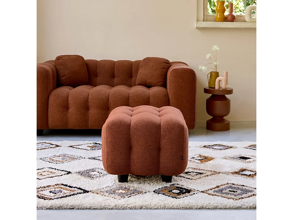 Poggiapiedi bouclé strutturata per divano, 2 posti Terracotta - 69x59x48 cm