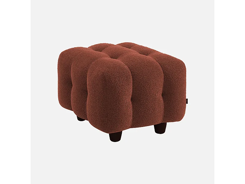 Pouf. module pour canapé. repose-pieds pour canapé 2 places en bouclette texturée terracotta L 69 x P 59 x H 48cm - Leon