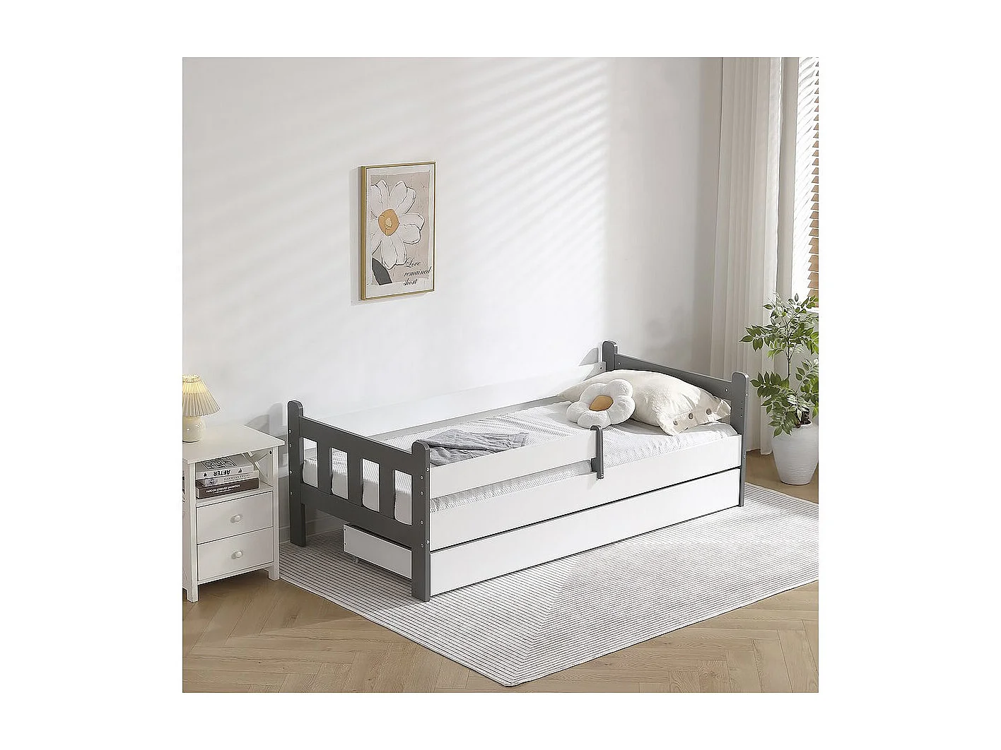 Lit gigogne pour enfant "Adria" - 90 x 190 cm - Blanc