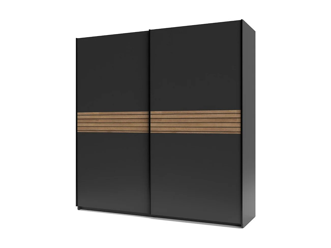 Armadio due ante scorrevoli Metropol colore antracite e inserti rovere – 200x58,1x204,5H