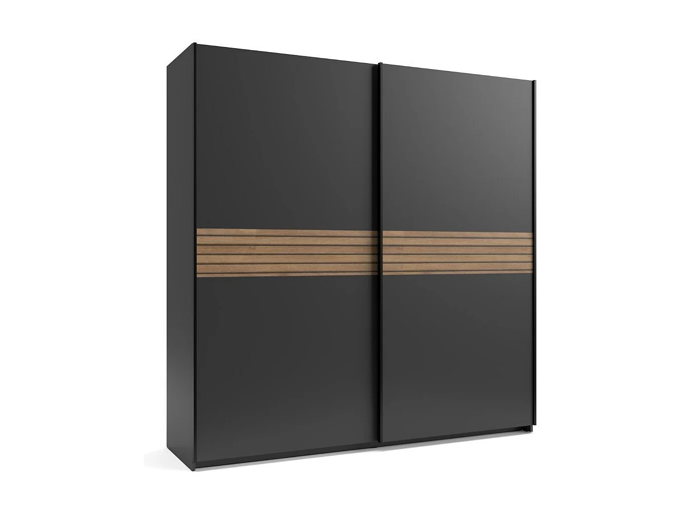 Armadio due ante scorrevoli Metropol colore antracite e inserti rovere – 200x58,1x204,5H