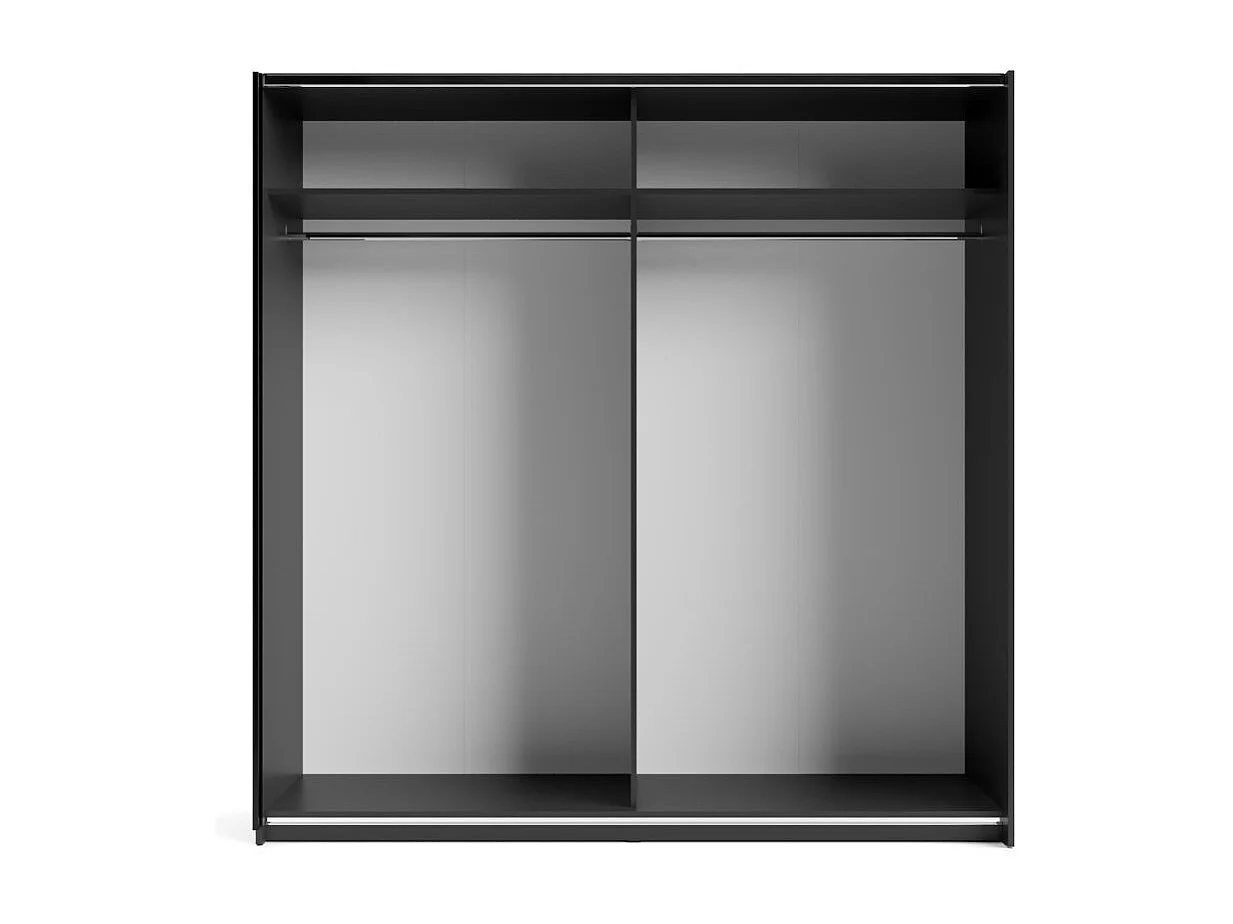 Armadio due ante scorrevoli Metropol colore antracite e inserti rovere – 200x58,1x204,5H