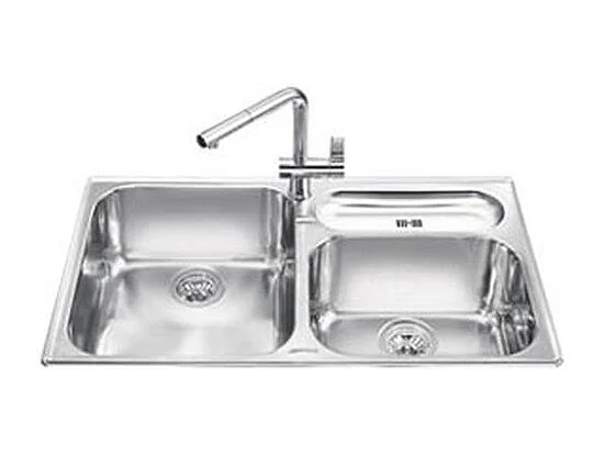 Lavello incasso 2 vasche 90x50.5 Smeg LTS9032 inox spazzolato