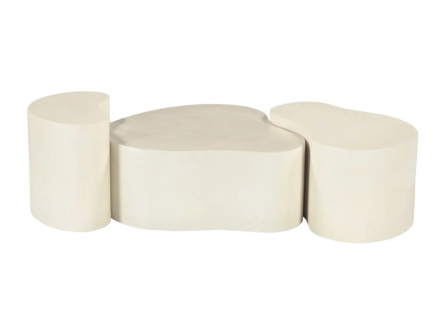 BEAN-Table basse organique 70 cm béton blanc enduit