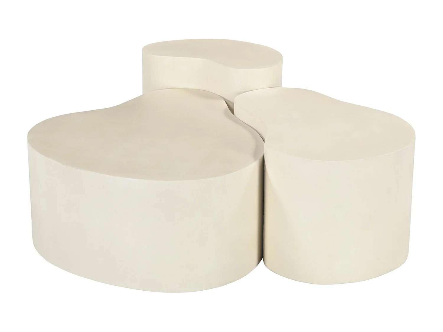 BEAN-Table basse organique 70 cm béton blanc enduit