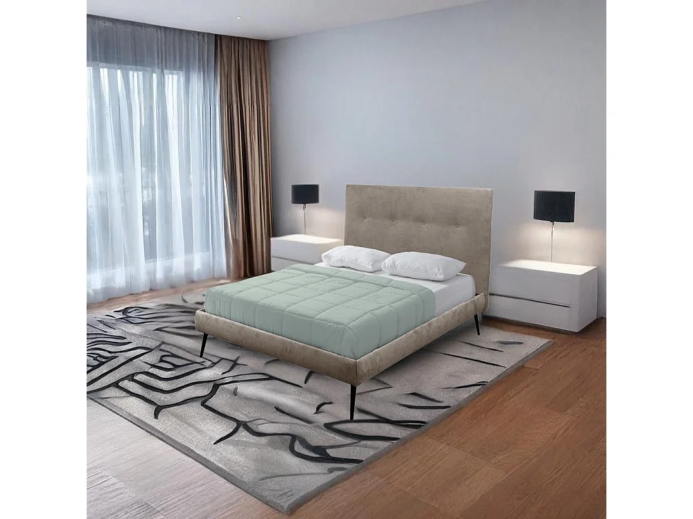 Letto una piazza e mezza con rete inclusa Stiletto tessuto colore tortora