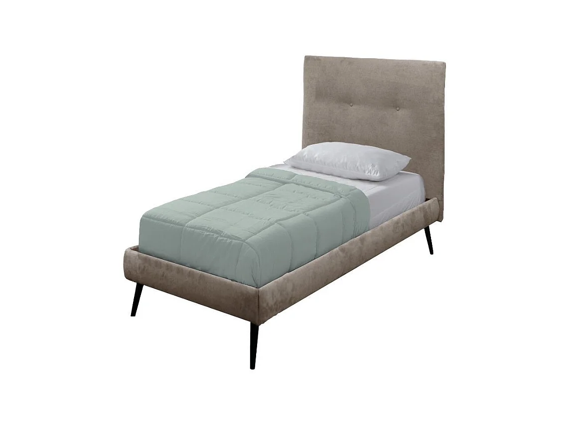 Letto singolo con rete inclusa Stiletto tessuto colore Tortora