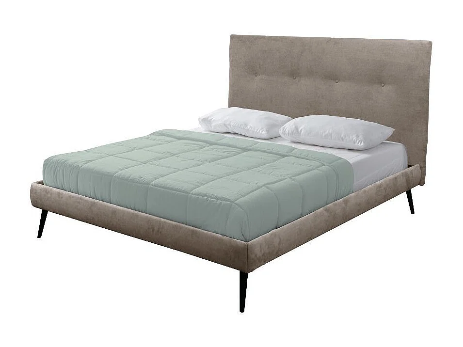 Letto matrimoniale con rete inclusa Stiletto tessuto colore Tortora