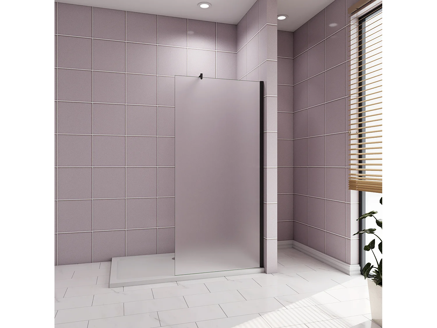 110x200cm Douchewand inloopdouche,10mm dik mat gehard glas met explosieveilige folie,stabilisatiestang 70-120cm (verstelbaar),mat zwart aluminium profiel.