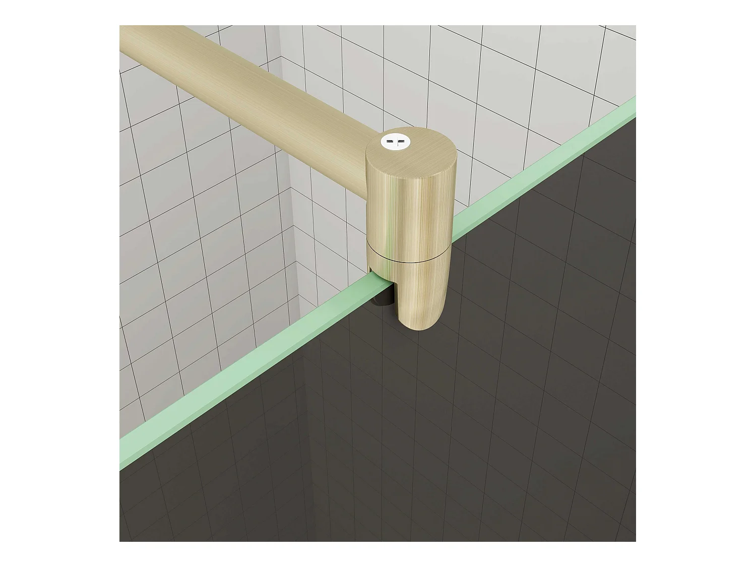 Inloopdouche goud beschermfolie,90x200cm hoog,8mm EasyClean veiligheidsglas,Stabilisatiestang 70-120cm,gouden profiel.