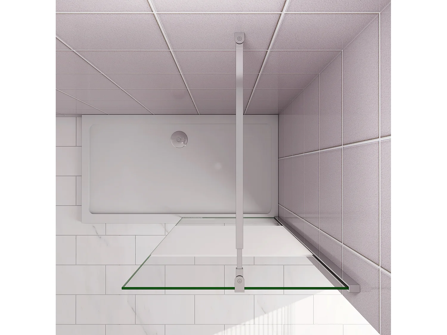 Inloopdouche-douchewand-walk in 140x200 cm,10mm midden wit gematteerd gehard glas met explosieveilige folie+73-120cm Stabilisatiestang,glanzend chroom profiel