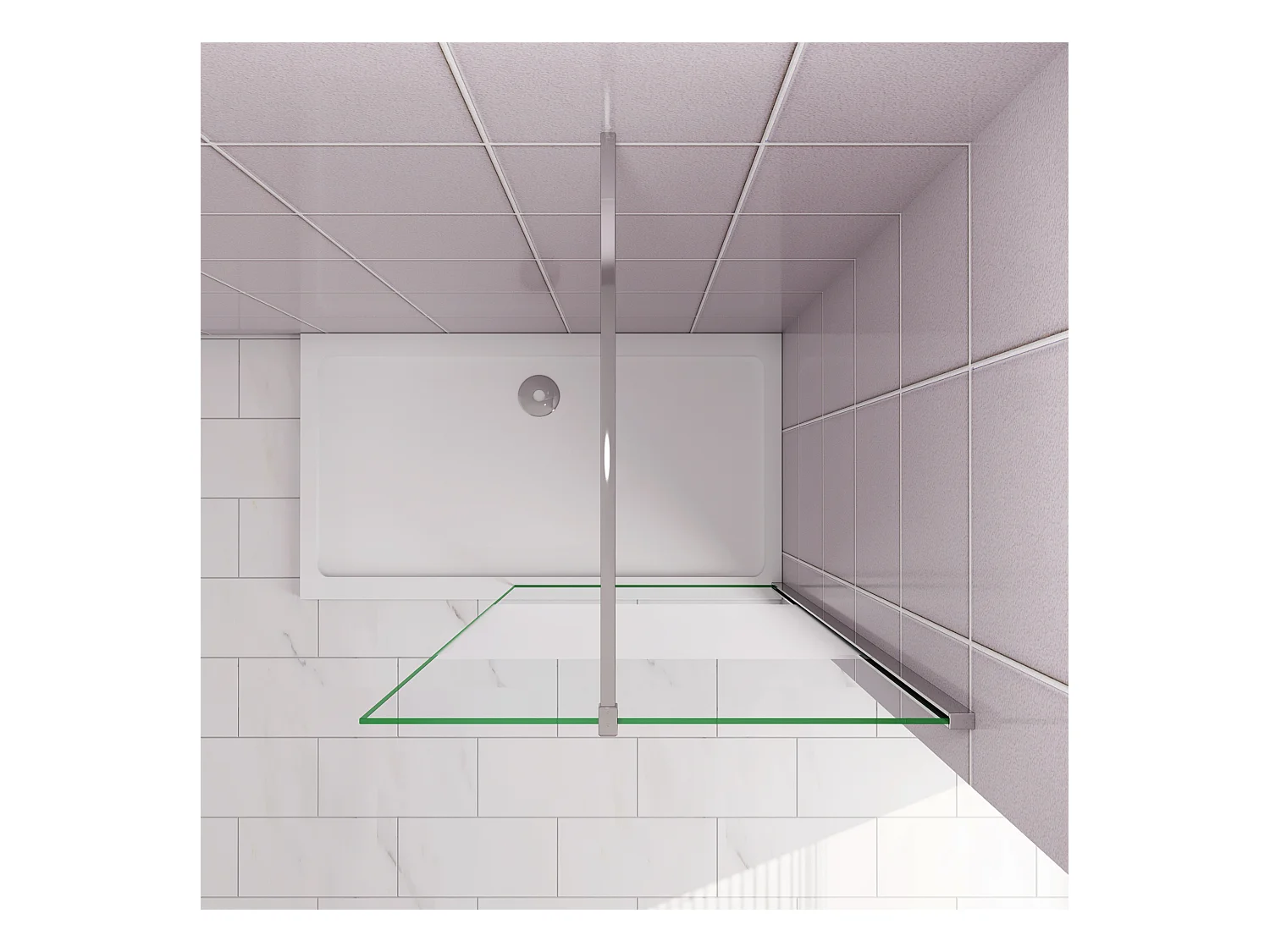 Inloopdouche-douchewand-walk in 100x200 cm,8mm midden wit gematteerd gehard glas met explosieveilige folie+F-vorm: 140 Stabilisatiestang,glanzend chroom profiel