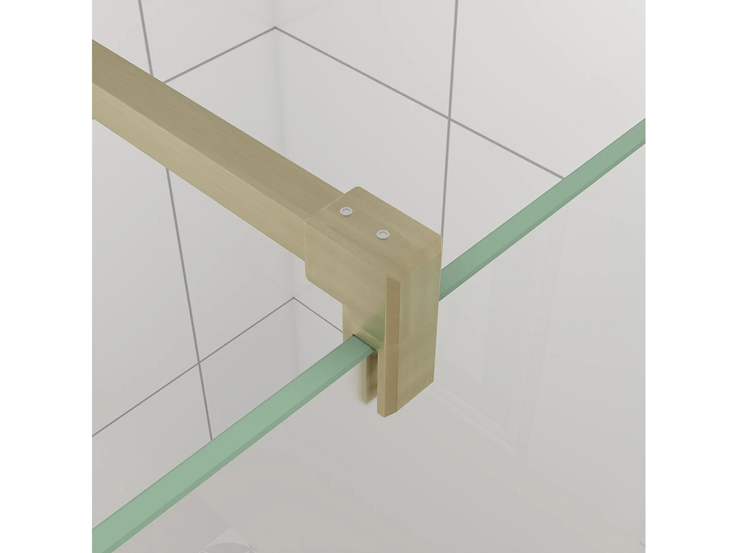 110x200cm Douchewand inloopdouche,10mm dik mat gehard glas met explosieveilige folie,stabilisatiestang 140cm (snijdbaar),gouden profiel.