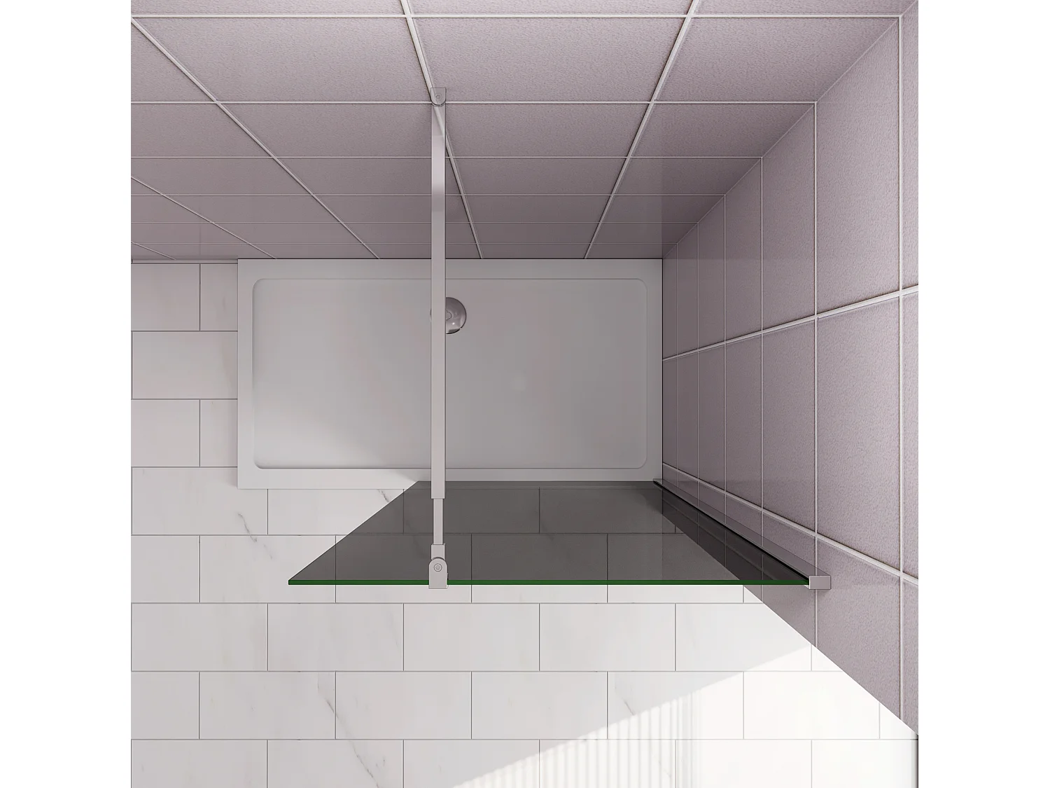 Inloopdouche met zwarte beschermfolie,80x200cm hoog,8mm EasyClean veiligheidsglas,Stabilisatiestang 73-120cm,glanzend chroom profiel