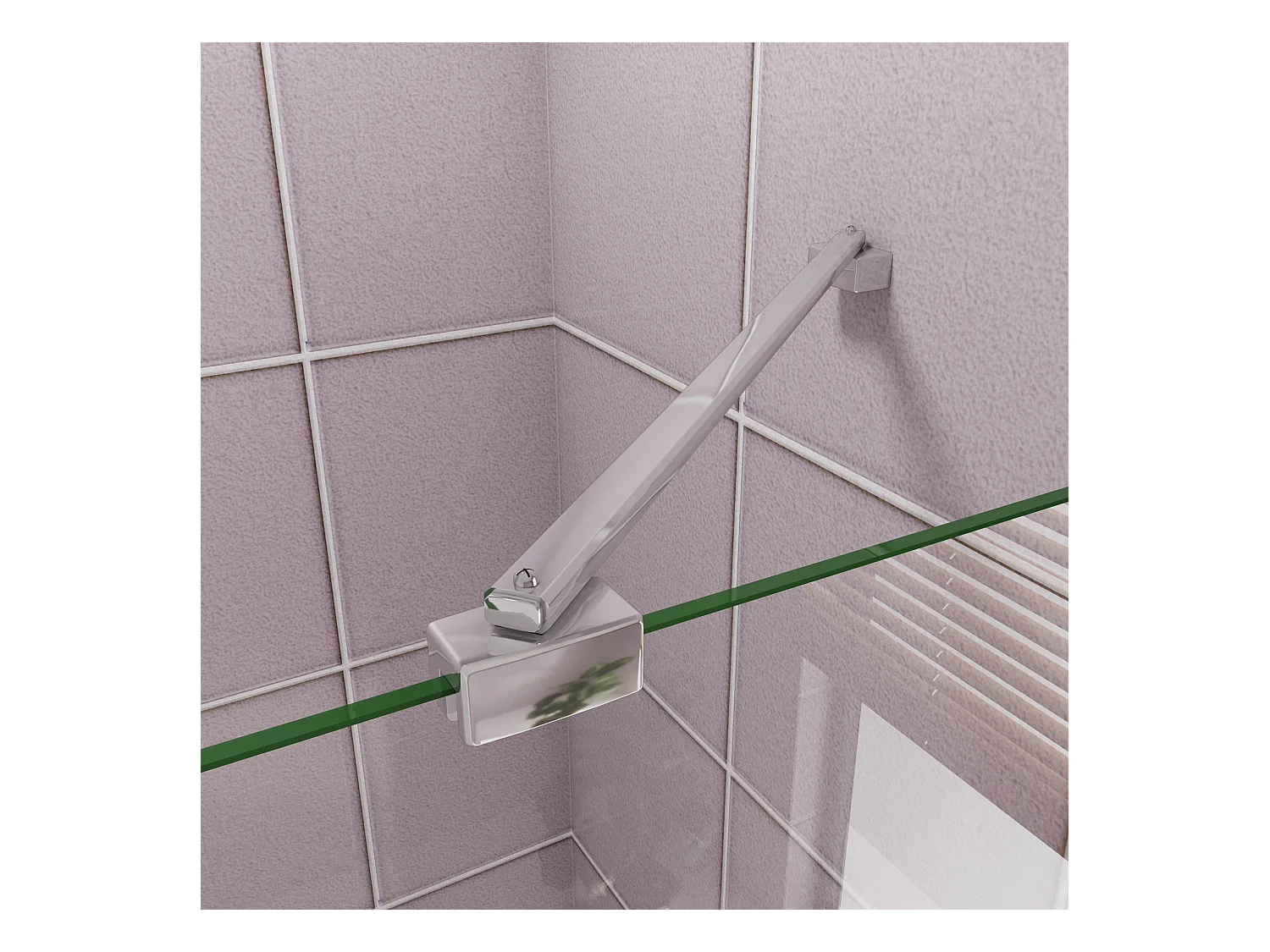 Inloopdouche-douchewand-walk in 85x200 cm,8mm midden wit gematteerd gehard glas met explosieveilige folie+45cm Stabilisatiestang,glanzend chroom profiel