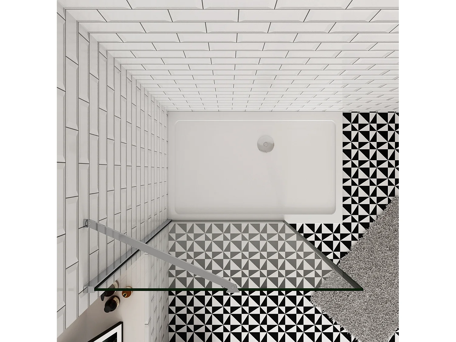 90x200cm inloopdouche-douchecabine,8mm mat zwart kader en raste gehard glas,makkelijk schoon te maken,antikalk,stabilisatiestang 50cm,glanzend chroom profiel