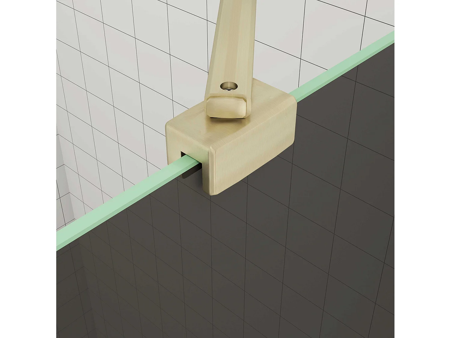 Inloopdouche goud beschermfolie,80x200cm hoog,8mm EasyClean veiligheidsglas,Stabilisatiestang 45cm,gouden profiel.