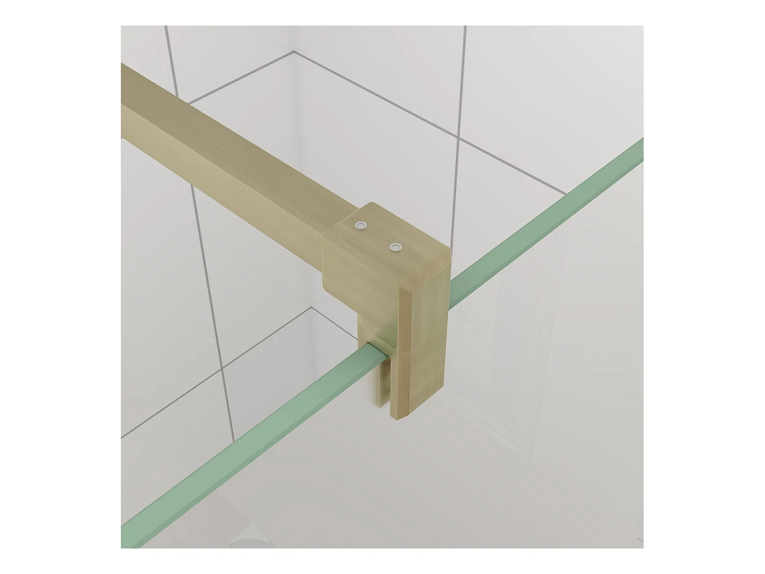 110x200cm Douchewand inloopdouche,10mm dik mat gehard glas met explosieveilige folie,stabilisatiestang 90cm (snijdbaar),gouden profiel.