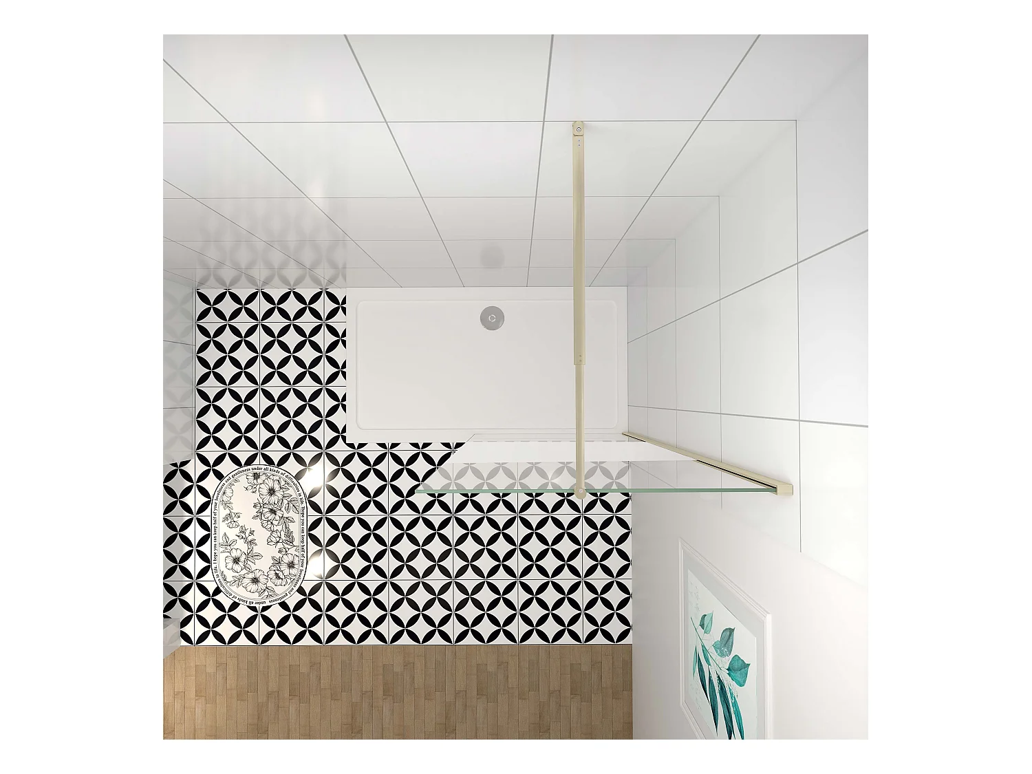 Inloopdouche-douchewand-walk in 70x200 cm,8mm midden wit gematteerd gehard glas met explosieveilige folie+70-120cm Stabilisatiestang,gouden profiel