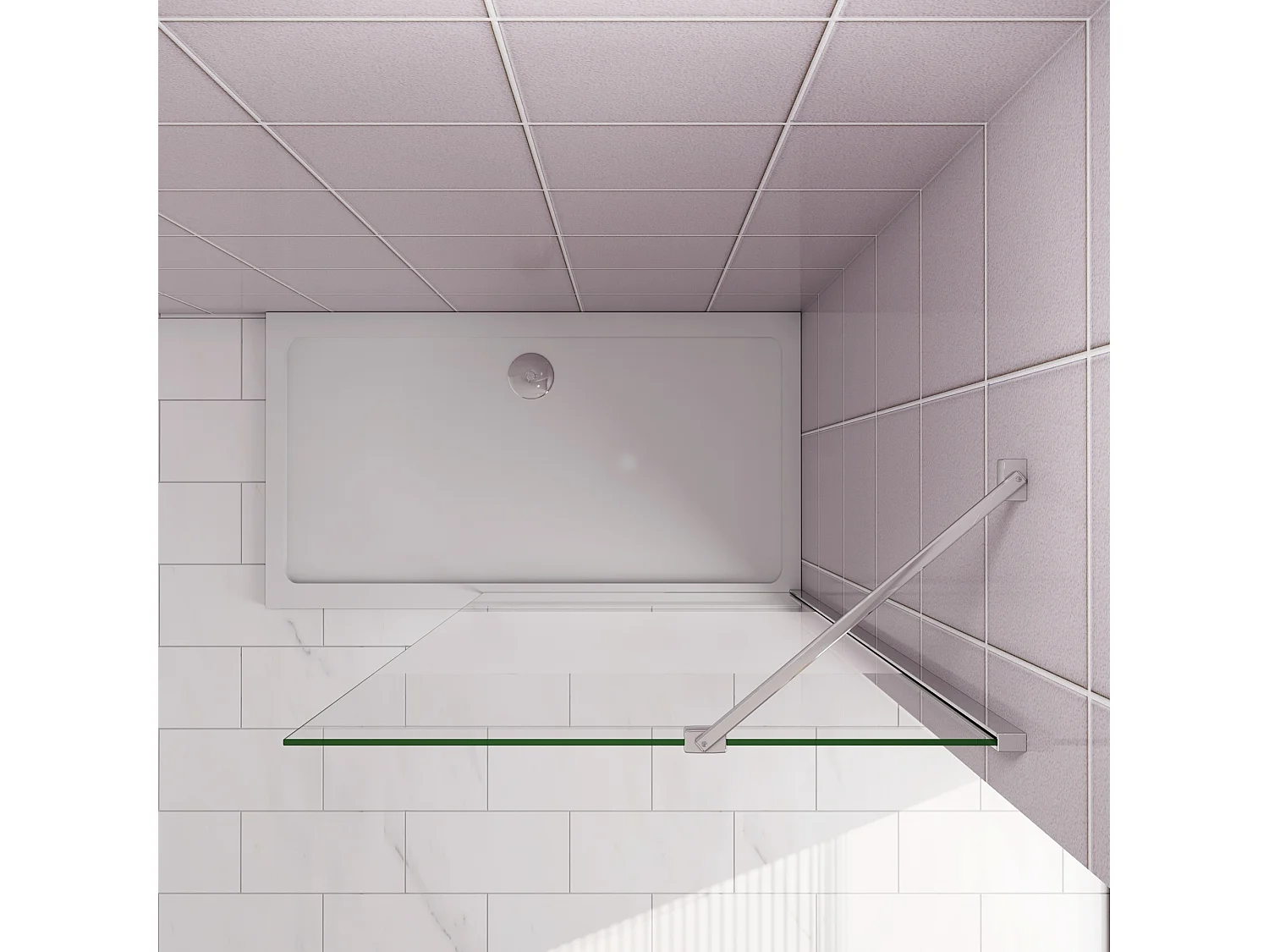 Inloopdouche-douchewand-walk in 80x200 cm,8mm midden wit gematteerd gehard glas met explosieveilige folie+45cm Stabilisatiestang,glanzend chroom profiel