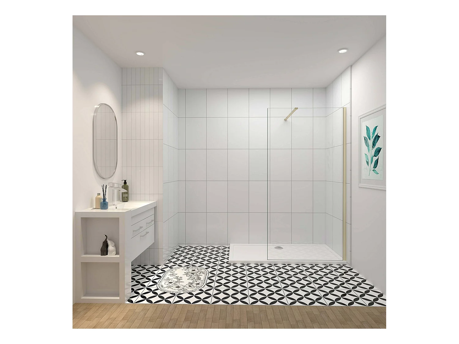 Inloopdouche-douchewand-walk in 8mm NANO EasyClean veiligheidsglas，160x200cm+N-vorm: 140 Stabilisatiestang,gouden profiel