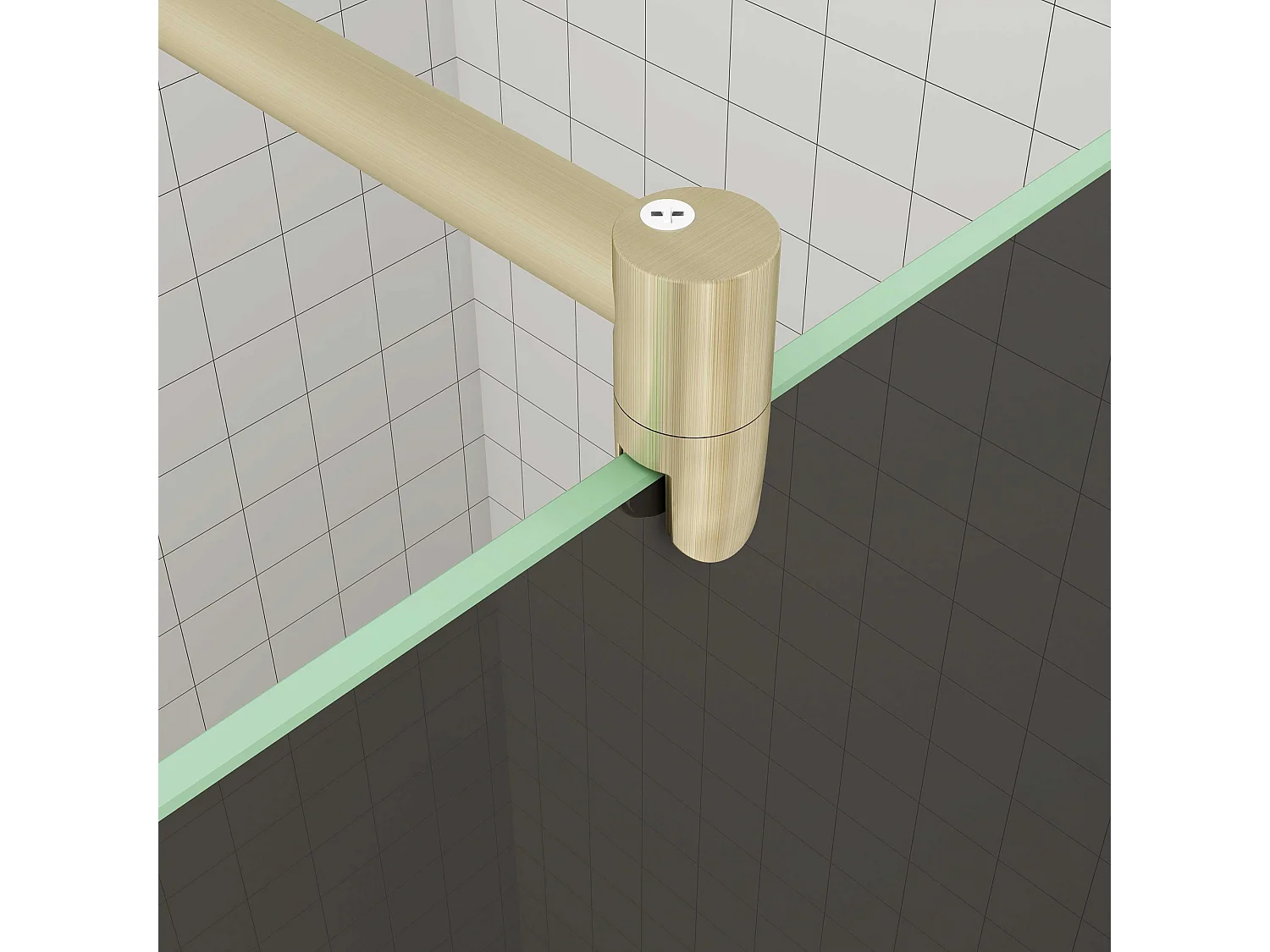 Inloopdouche goud beschermfolie,140x200cm hoog,8mm EasyClean veiligheidsglas,Stabilisatiestang 70-120cm,gouden profiel.