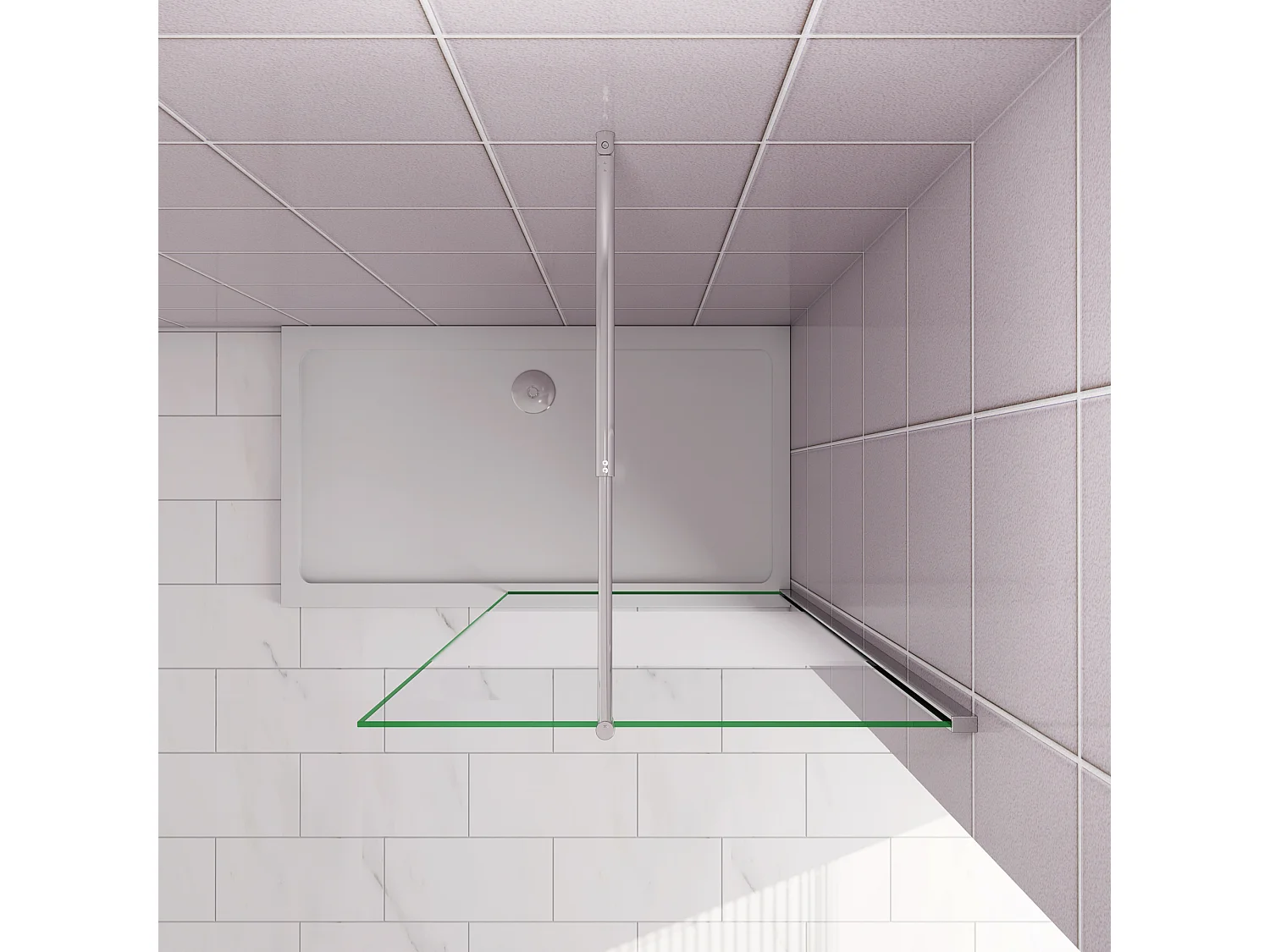 Inloopdouche-douchewand-walk in 110x200 cm,10mm midden wit gematteerd gehard glas met explosieveilige folie+70-120cm Stabilisatiestang,glanzend chroom profiel