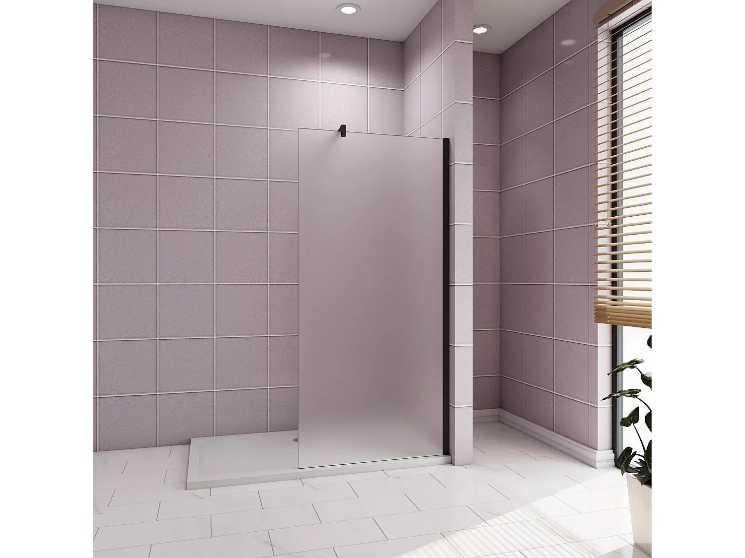 80x200cm Douchewand inloopdouche,10mm dik mat gehard glas met explosieveilige folie,stabilisatiestang 140cm (snijdbaar),mat zwart aluminium profiel.