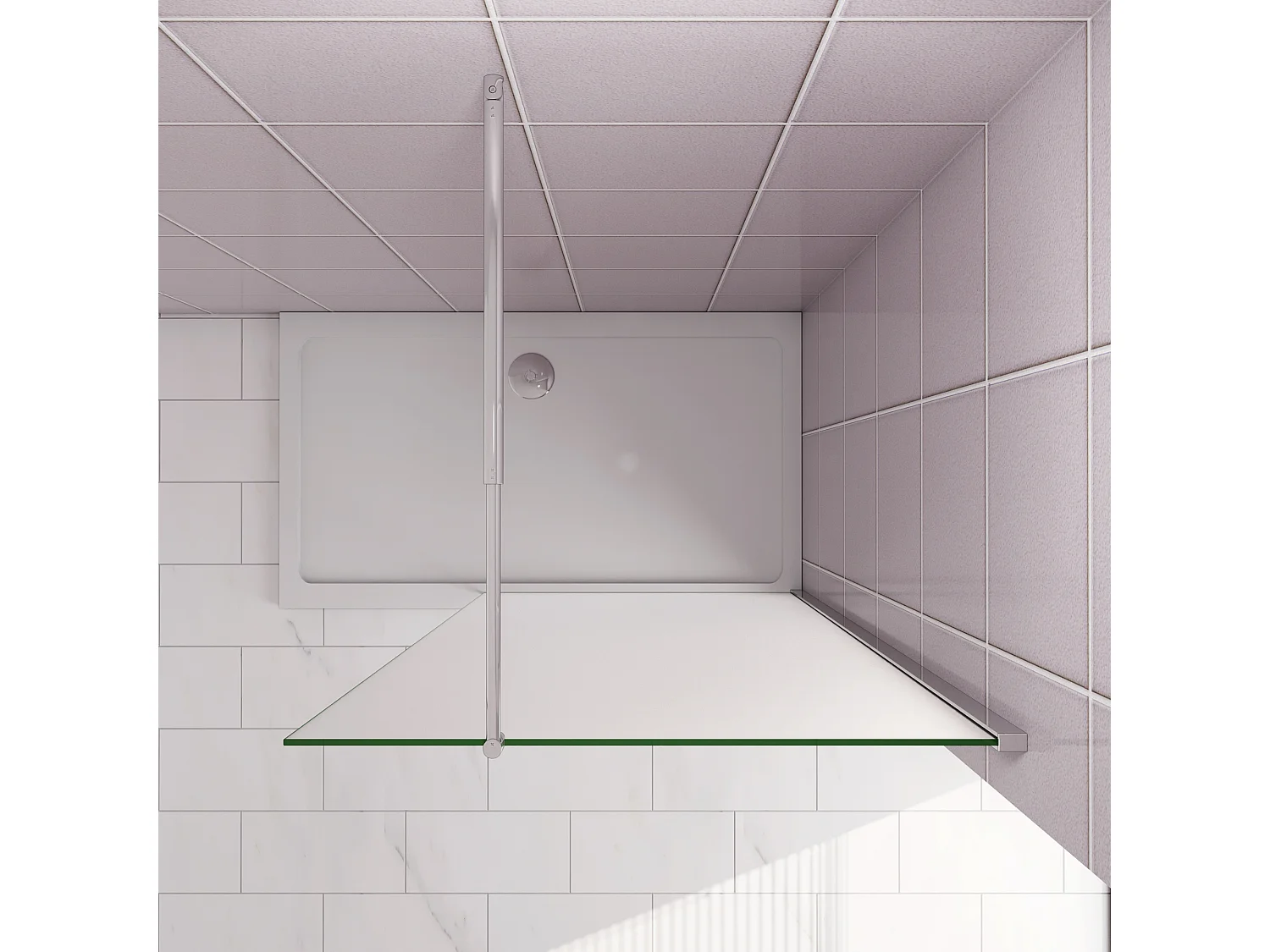 100x200cm Douchewand inloopdouche,10mm dik mat gehard glas met explosieveilige folie,stabilisatiestang 70-120cm (verstelbaar),glanzend chroom profiel