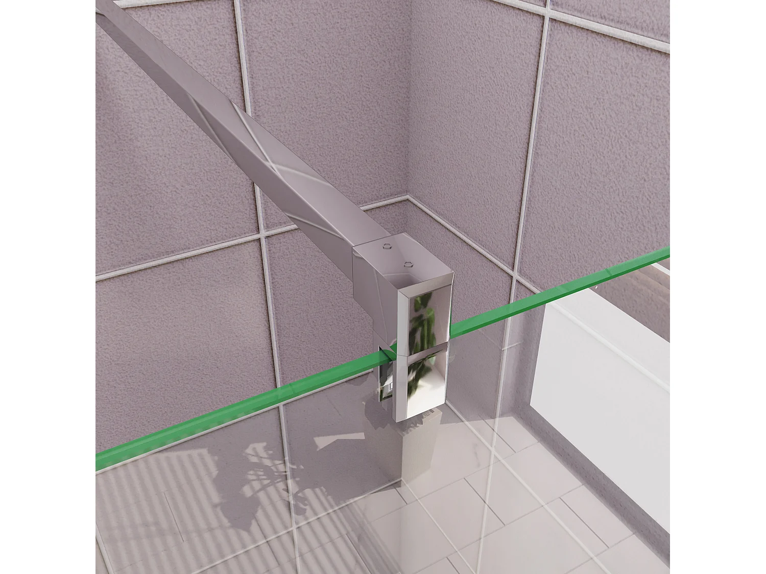 Inloopdouche-douchewand-walk in 110x200 cm,10mm midden wit gematteerd gehard glas met explosieveilige folie+F-vorm: 90 Stabilisatiestang,glanzend chroom profiel