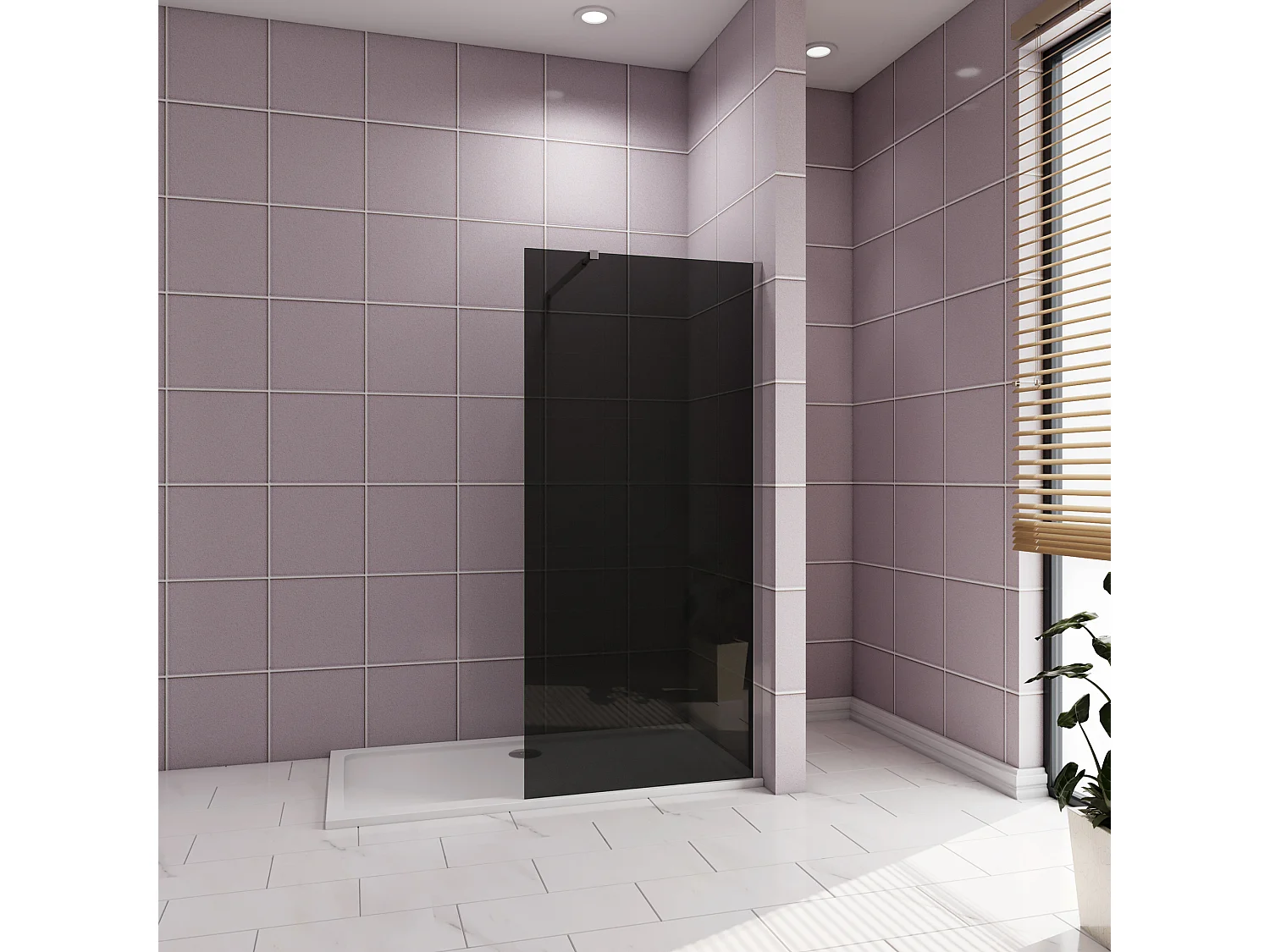 Inloopdouche met zwarte beschermfolie,110x200cm hoog,8mm EasyClean veiligheidsglas,Stabilisatiestang 73-120cm,glanzend chroom profiel