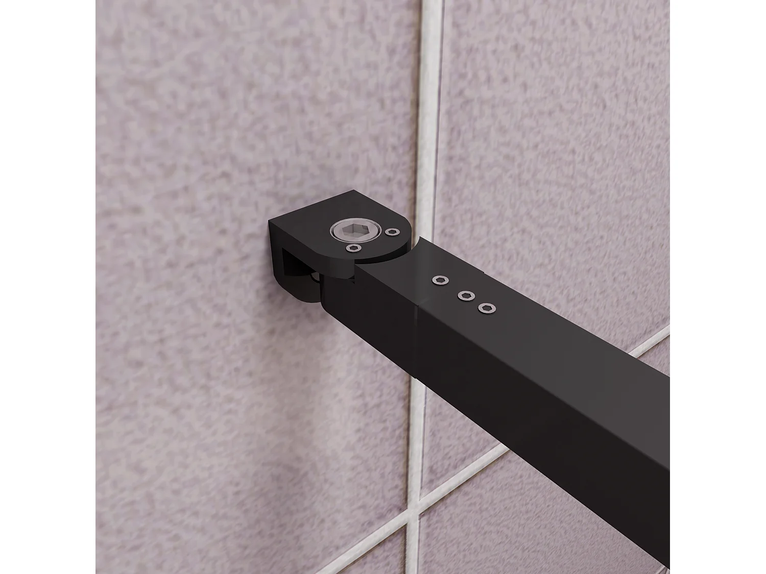 Inloopdouche-douchewand-walk in 8mm NANO EasyClean veiligheidsglas，140x200cm+73-120cm Stabilisatiestang,mat zwart aluminium profiel.