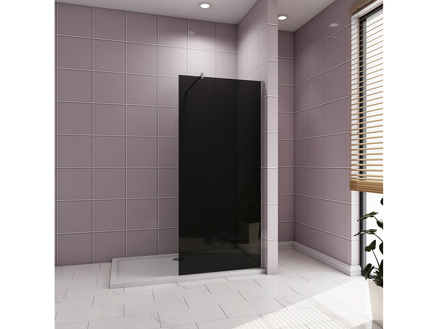 Inloopdouche 100x200cm met zwart folie,10mm NANO EasyClean veiligheidsglas,70-120cm Stabilisatiestang,glanzend chroom profiel