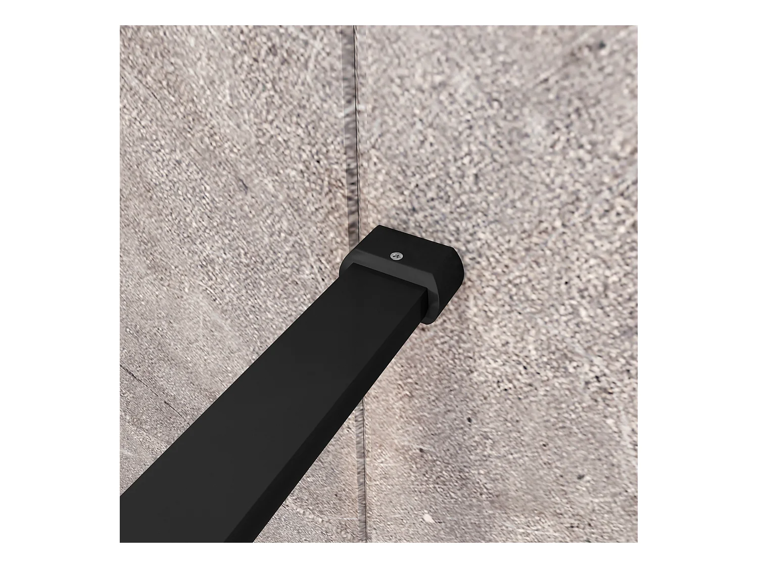 Inloopdouche-douchewand-walk in 8mm NANO EasyClean veiligheidsglas，120x200cm+N-vorm: 90 Stabilisatiestang,mat zwart aluminium profiel.