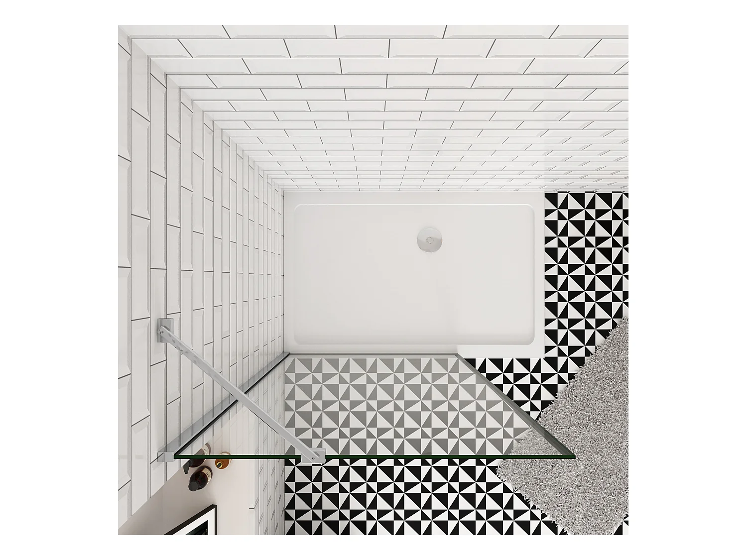 80x200cm inloopdouche-douchecabine,8mm mat zwart kader en raste gehard glas,makkelijk schoon te maken,antikalk,stabilisatiestang 45cm,glanzend chroom profiel