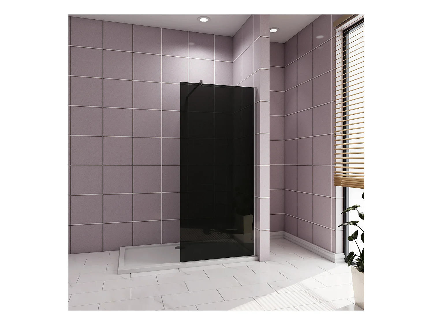 Inloopdouche met zwarte beschermfolie,120x200cm hoog,8mm EasyClean veiligheidsglas,Stabilisatiestang 70-120cm,glanzend chroom profiel