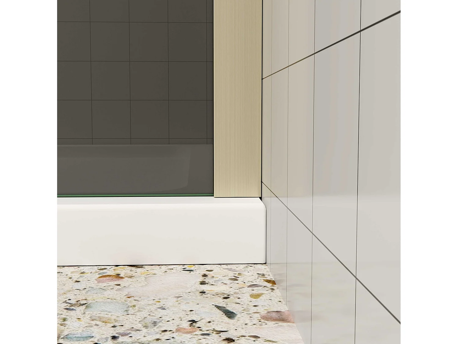 Inloopdouche goud beschermfolie,90x200cm hoog,8mm EasyClean veiligheidsglas,gouden profiel.