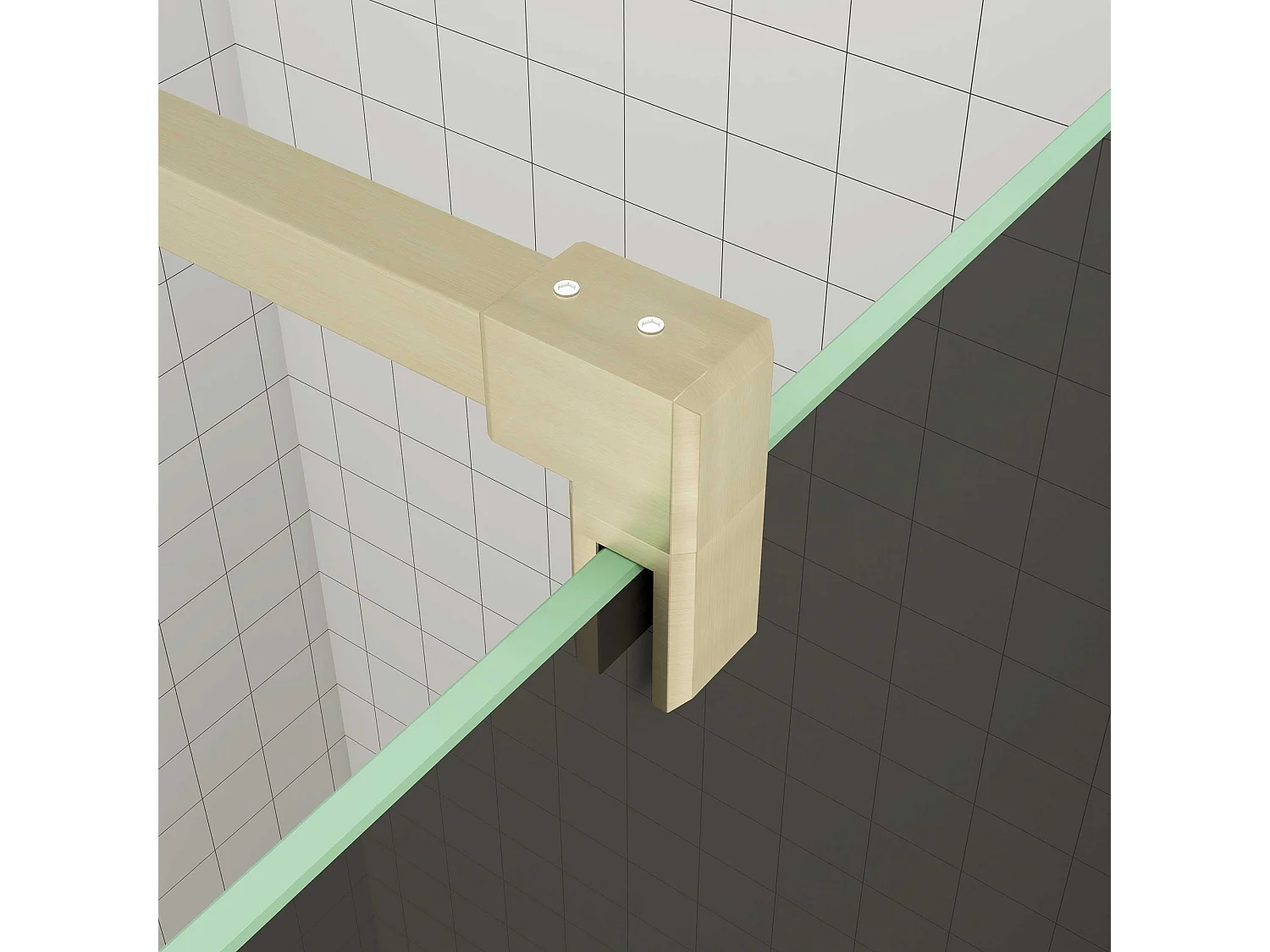 Inloopdouche goud beschermfolie,120x200cm hoog,8mm EasyClean veiligheidsglas,Stabilisatiestang Form:90cm,gouden profiel.