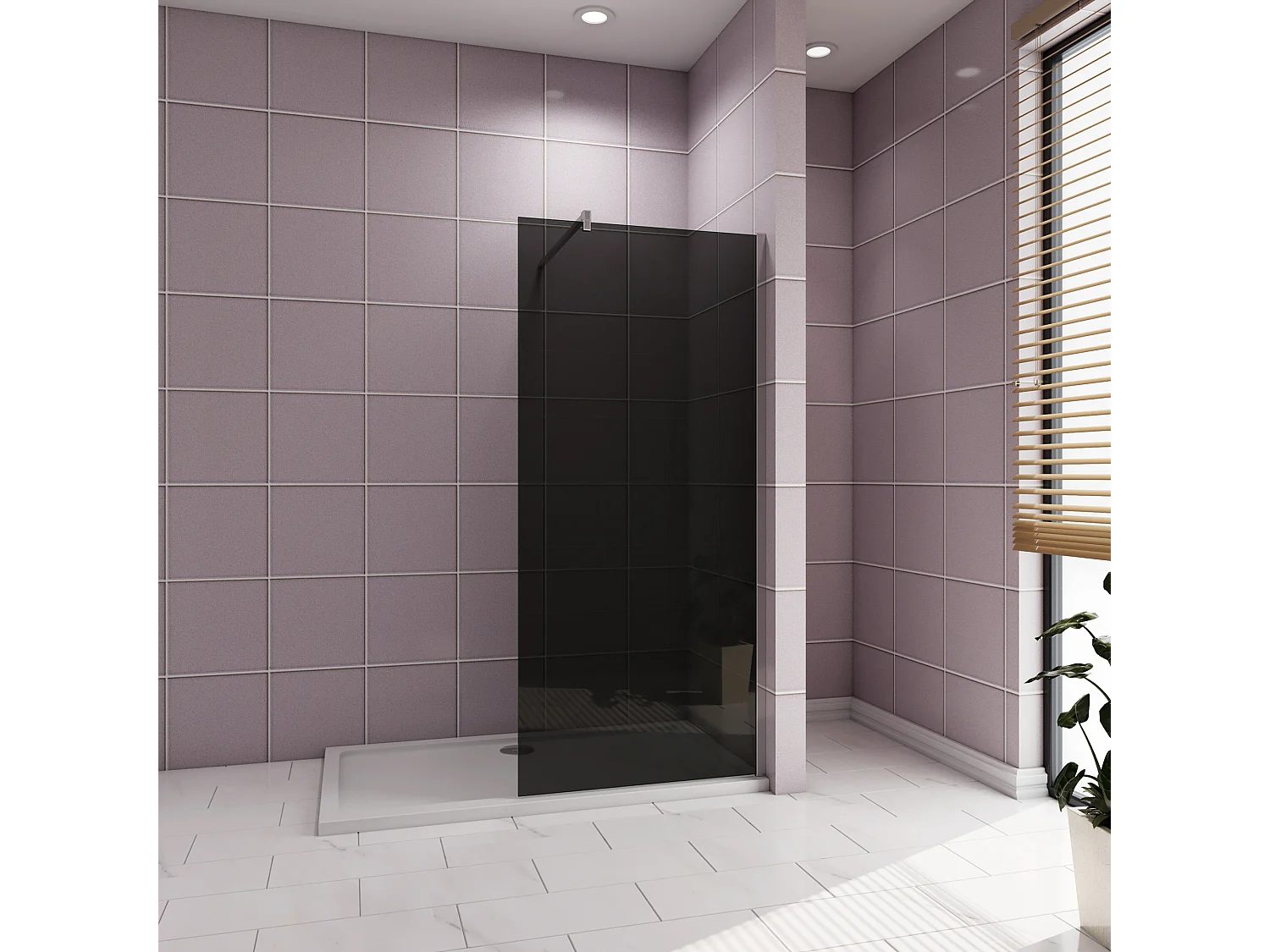 Inloopdouche met zwarte beschermfolie,120x200cm hoog,8mm EasyClean veiligheidsglas,Stabilisatiestang F-Form:140cm,glanzend chroom profiel