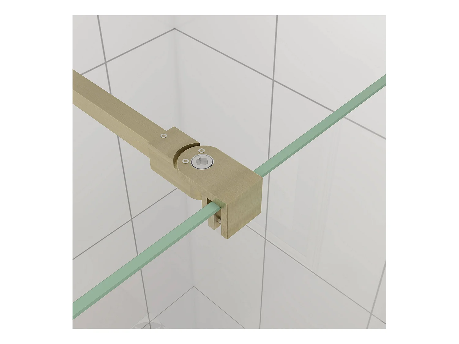 Inloopdouche-douchewand-walk in 10mm NANO EasyClean veiligheidsglas，50x200cm+73-120cm Stabilisatiestang,gouden profiel