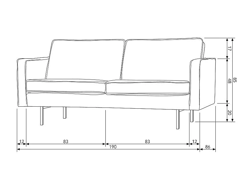 Bronco - Canapé 3 places vintage en velours - Ocre