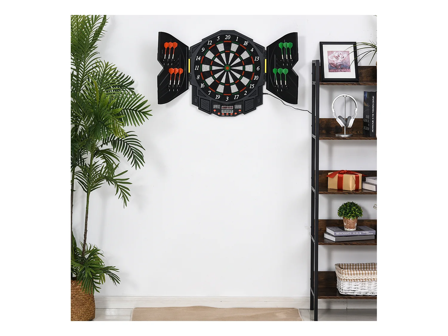 Cible jeu de fléchettes électronique 27 jeux jusqu'à 8 joueurs LED haut-parleur noir