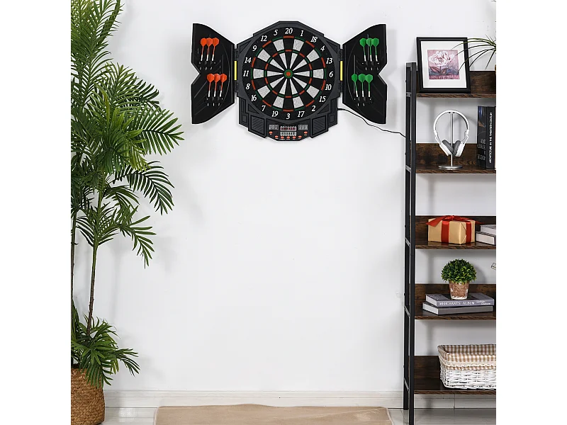 Cible jeu de fléchettes électronique 27 jeux jusqu'à 8 joueurs LED haut-parleur noir