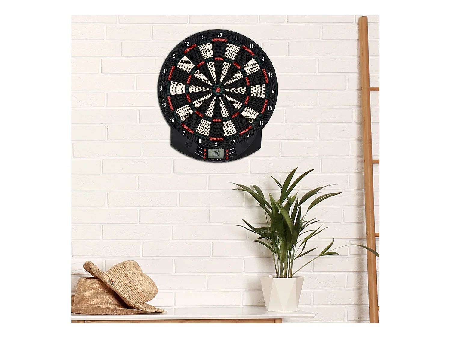 Cible jeu de fléchettes électronique 26 jeux jusqu'à 8 joueurs affichage LCD haut-parleur noir